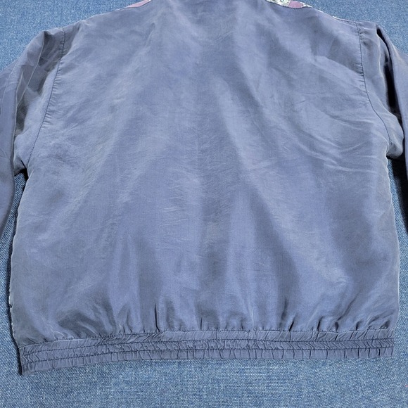 ONE RESOURCE Vintage Silk Patchwork Bomber Jacket Purple Blue Print Zip Up L - Picture 9 of 10